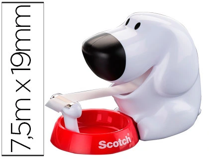 [75617] Portarrollo sobremesa scotch doggy 8,9 m x 19 mm incluye rollo de cinta adhesiva magic