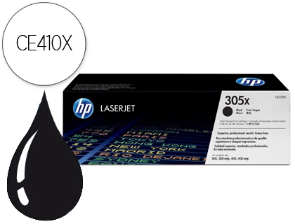 Toner hp 305x laserjet pro 300/ 400 ce410x negro 4000 pag