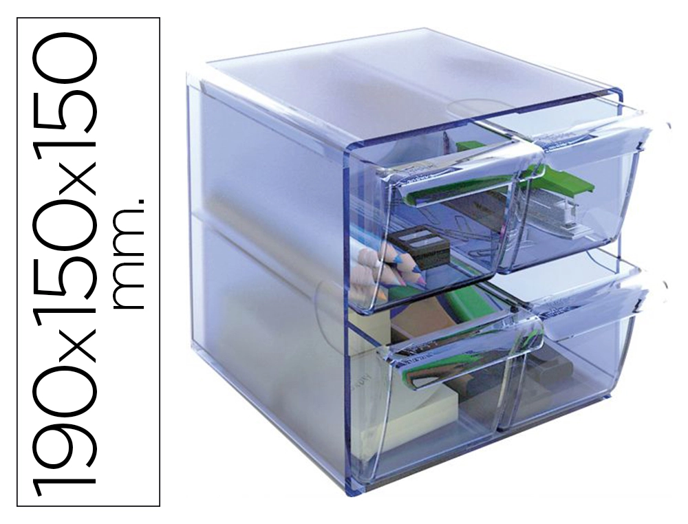 [71978] Archicubo archivo 2000 4 cajones organizador modular plastico azul transparente 190x150x150 mm
