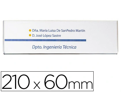 [71955] Identificador mural archivo 2000 portanombre con adhesivo trasero en poliestireno transparente 210x65 mm