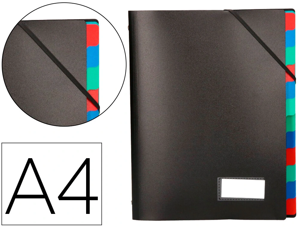 [68781] Carpeta liderpapel clasificadora polipropileno din a4 negra -portafirmas -12 departamentos