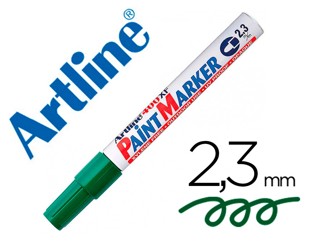 [64120] Rotulador artline marcador permanente ek-400 xf verde -punta redonda 2.3 mm -metal caucho y plastico