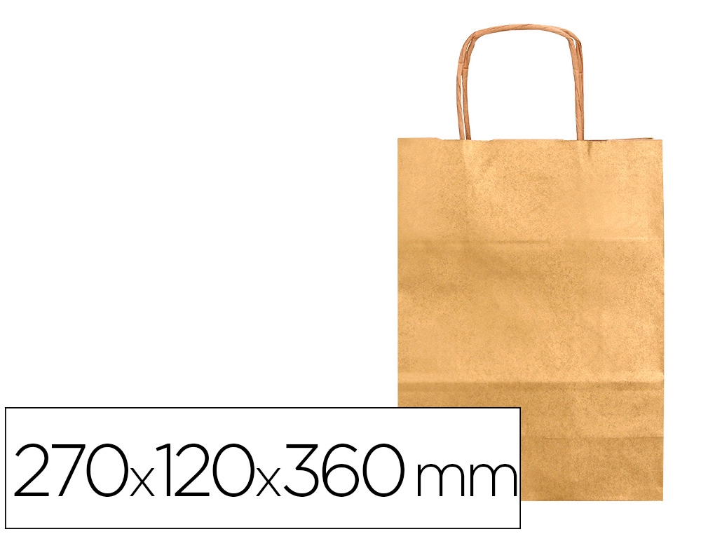 Bolsa kraft q-connect oro asa retorcida 270x120x360 mm