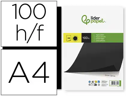 [63652] Papel carbon liderpapel film negro din a4 caja de 100 hojas
