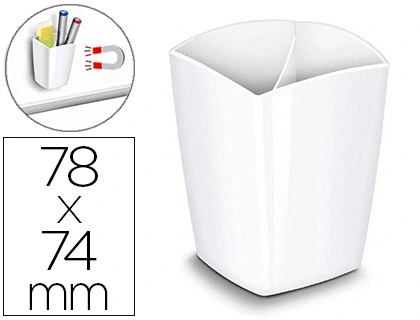 Cubilete portalapices cep blanco opaco plastico magnetico 78x74x95 mm