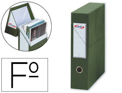 Archivador con tapa pardo carton forrado ollao lomo din a4 80 mm color verde 335x250x80 mm