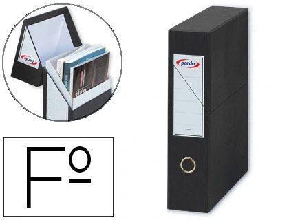 Archivador con tapa pardo carton forrado ollao lomo din a4 80 mm color negro 335x250x80 mm