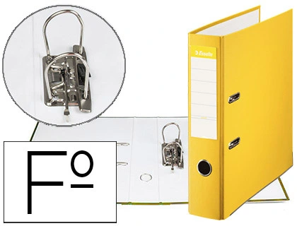 Archivador de palanca esselte carton forrado pvc folio lomo de 75 mm con rado amarillo