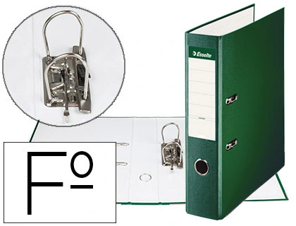 Archivador de palanca esselte carton forrado pvc folio lomo de 75 mm con rado verde