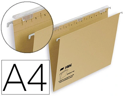 [62787] Carpeta colgante fade tiki din a4 visor superior 290 mm efecto lupa kraft eco 220 g/m lomo v