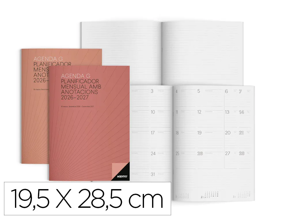 Agenda g mes vista catalan additio planificador 16 meses 195x285 mm colores surtidos