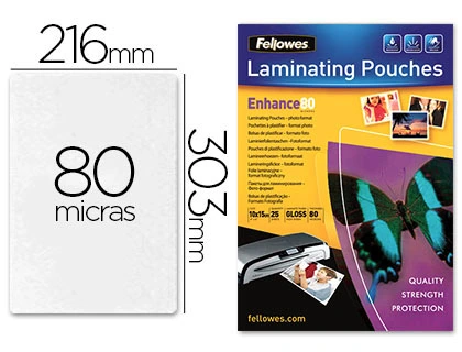 Bolsa de plastificar fellowes brillo din a4 80 mc pack 25 unidades