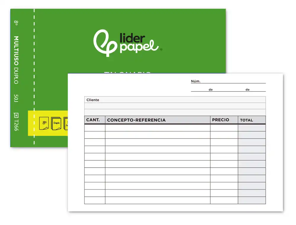 [58305] Talonario liderpapel multiusos octavo duplicado apaisado