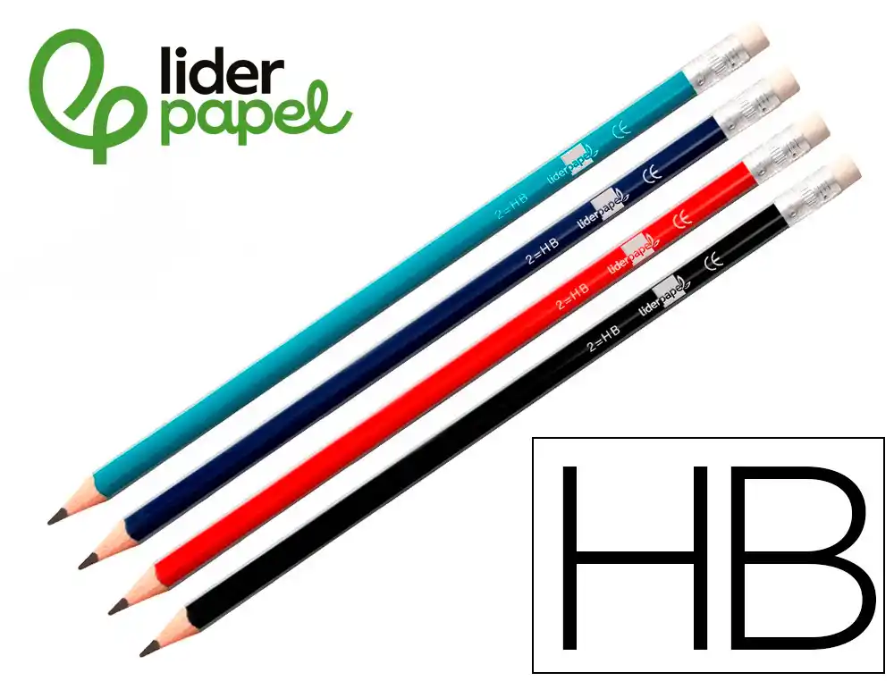 Lapices de grafito con goma liderpapel hb triangular