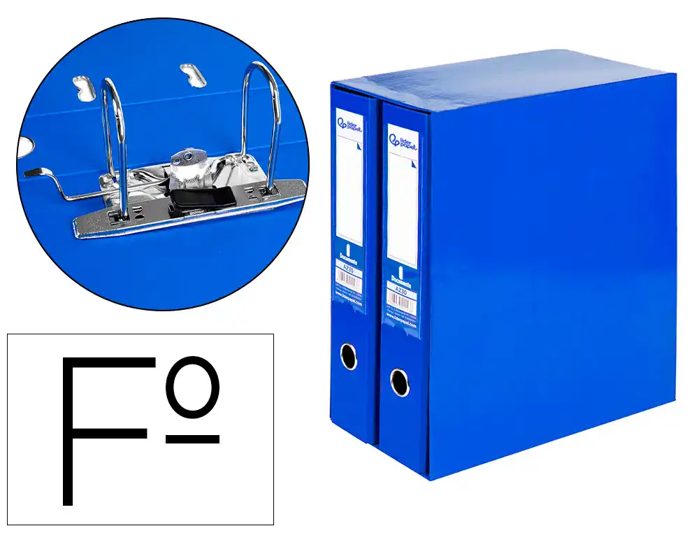 [54679] Modulo liderpapel 2 archivadores folio 2 anillas mecanismo de palanca 75mm azul