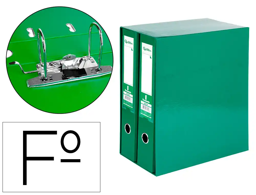 [54678] Modulo liderpapel 2 archivadores folio 2 anillas mecanismo de palanca 75mm verde