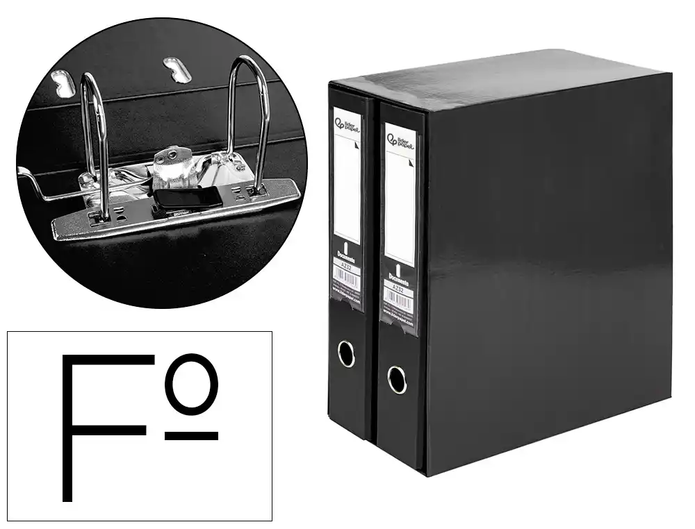 [54540] Modulo liderpapel 2 archivadores folio 2 anillas mecanismo de palanca 75mm negro