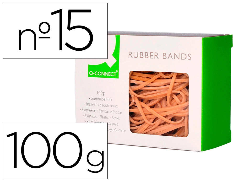 [54317] Gomillas elasticas q-connect 100 gr numero 15 150 x 2 mm