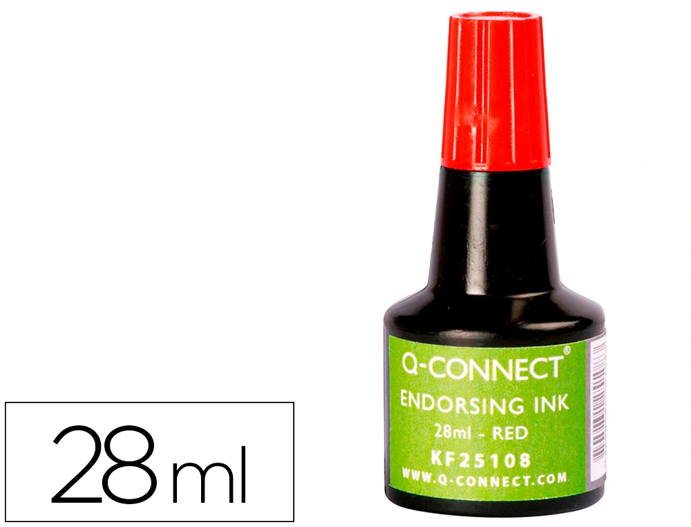 [52392] Tinta tampon q-connect rojo bote 28 ml