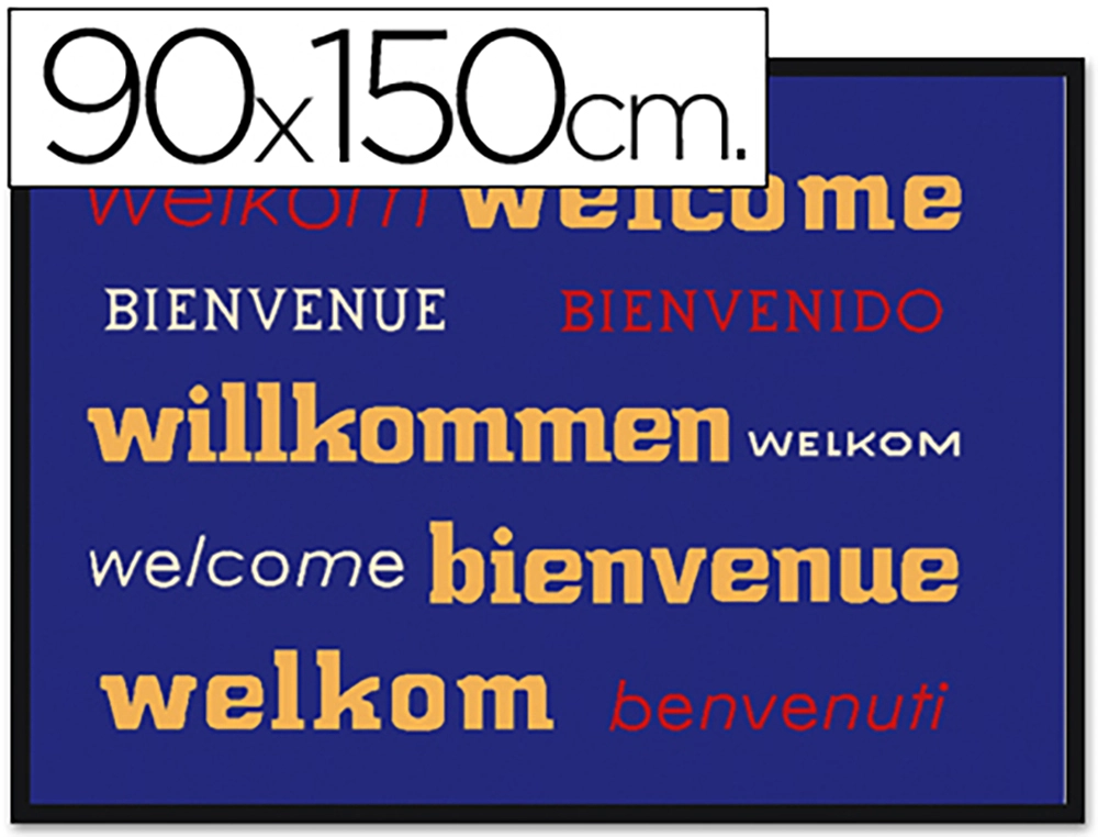[49954] Alfombra fast-paperflow antipolvo de poliamido bienvenido azul 90x150 cms