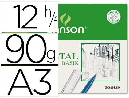 [49379] Papel vegetal guarro din a3 90 g minipack de 12 hojas