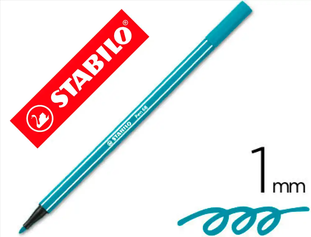 Rotulador stabilo acuarelable pen 68 turquesa punta gruesa 1mm