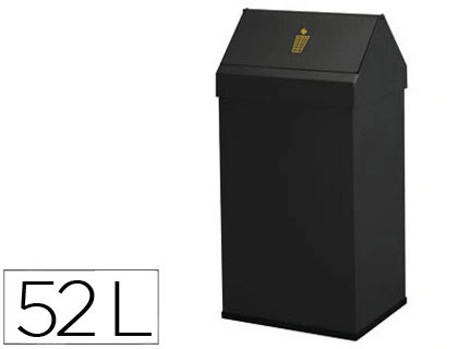 [46731] Papelera metalica basculante ganchos interiores aro inferior pvc ancho 32cm alto 65cm fondo 25cm capacidad 41l
