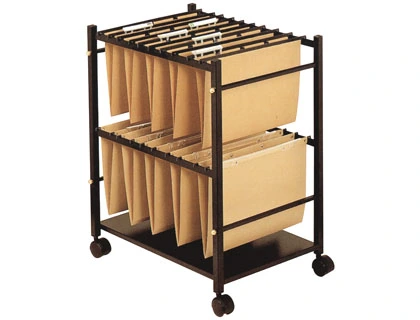 [43520] Carrito para carpetas colgantes q-connect negro con ruedas para carpetas tamaño folio carro fijo