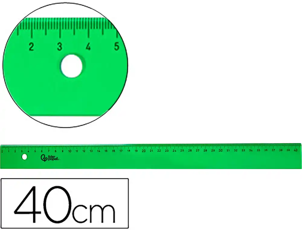 Regla liderpapel 40 cm acrilico verde