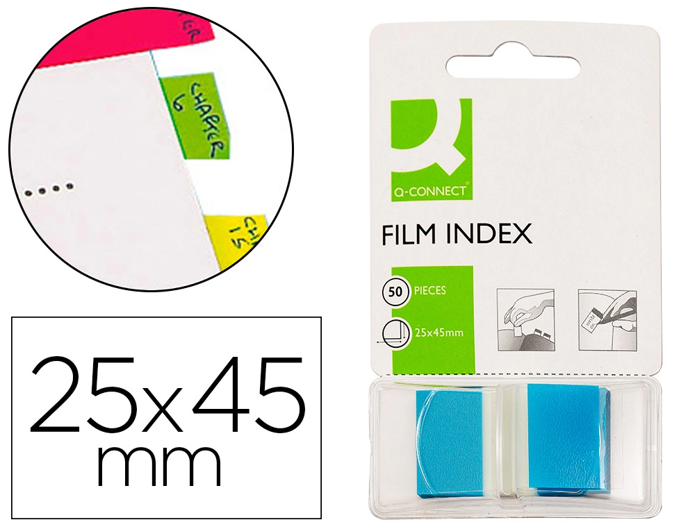 [43309] Banderitas separadoras q-connect azules dispensador de 50 unidades