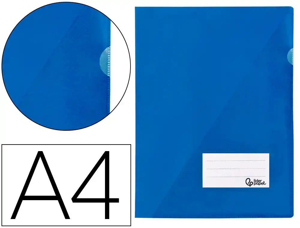 Carpeta liderpapel dossier a4 uñero con tarjetero y solapa interior color azul