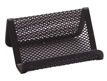 Portatarjetas q-connect metalico negro 11x7,5x5 cm