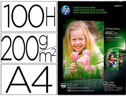 [39833] Papel fotografico hp din a4 semi glossy 200 g paquete de 100 hojas