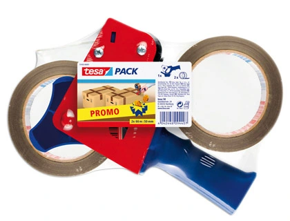 [39155] Portarrollo tesa para embalaje para rollos de 66mt x 50mm 2 rollos cinta marron