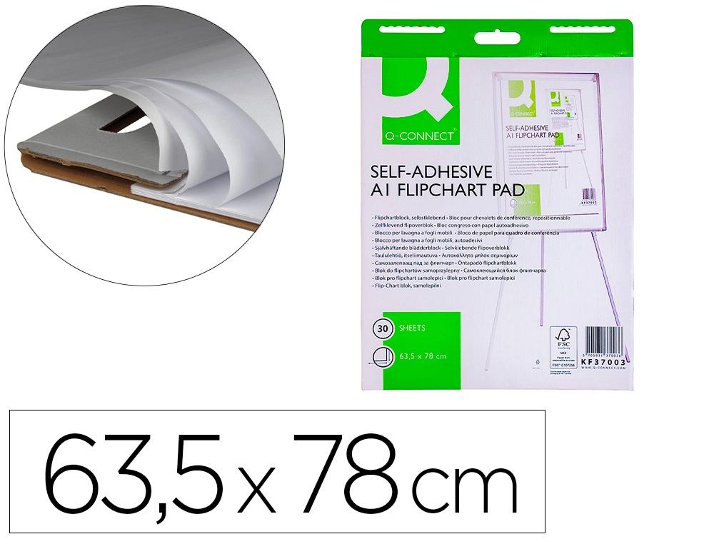 [38280] Bloc congreso q-connect papel autoadhesivo 635x830 mm fsc 30 hojas 70 g