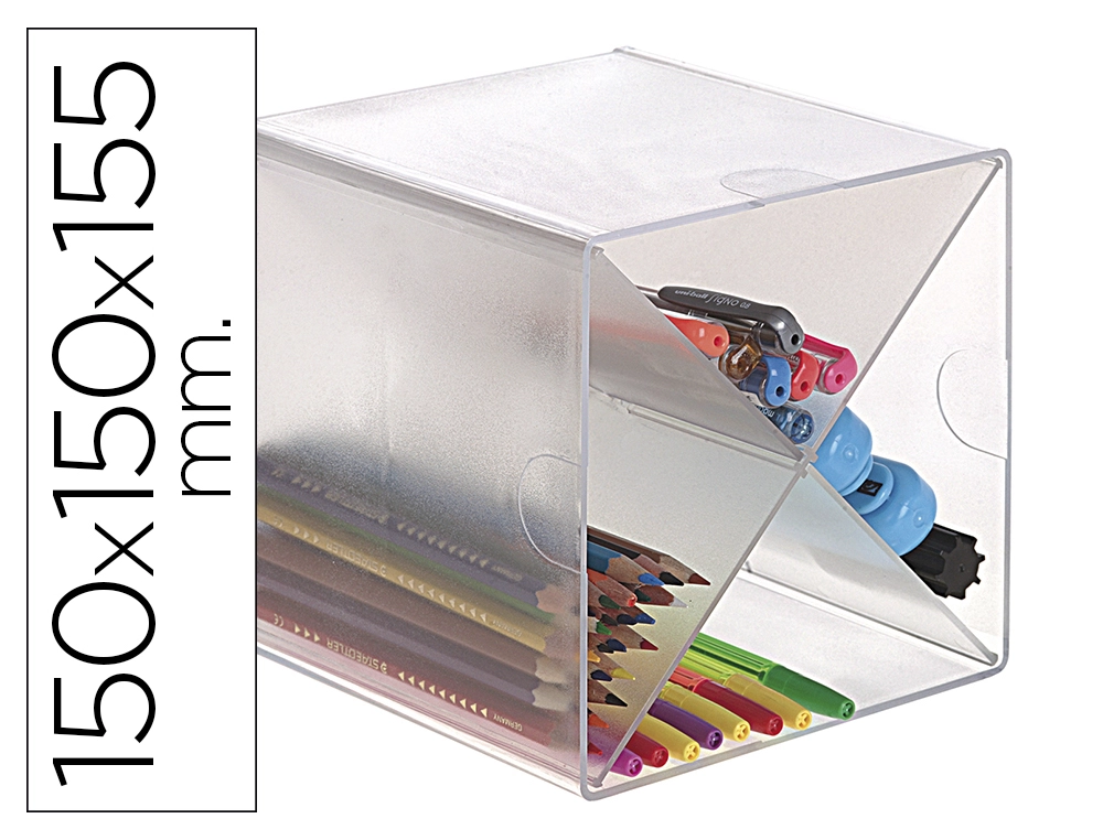 Archicubo archivo 2000 aspa organizador modular apilable plastico 150x150x150 mm incluye dos clips sujecion