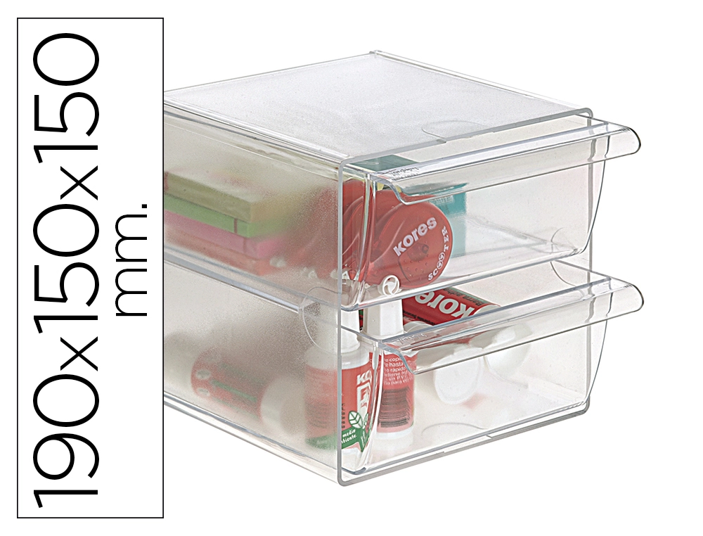 Archicubo archivo 2000 2 cajones organizador modular plastico 190x150x150 mm incluye 2 clips de sujecion
