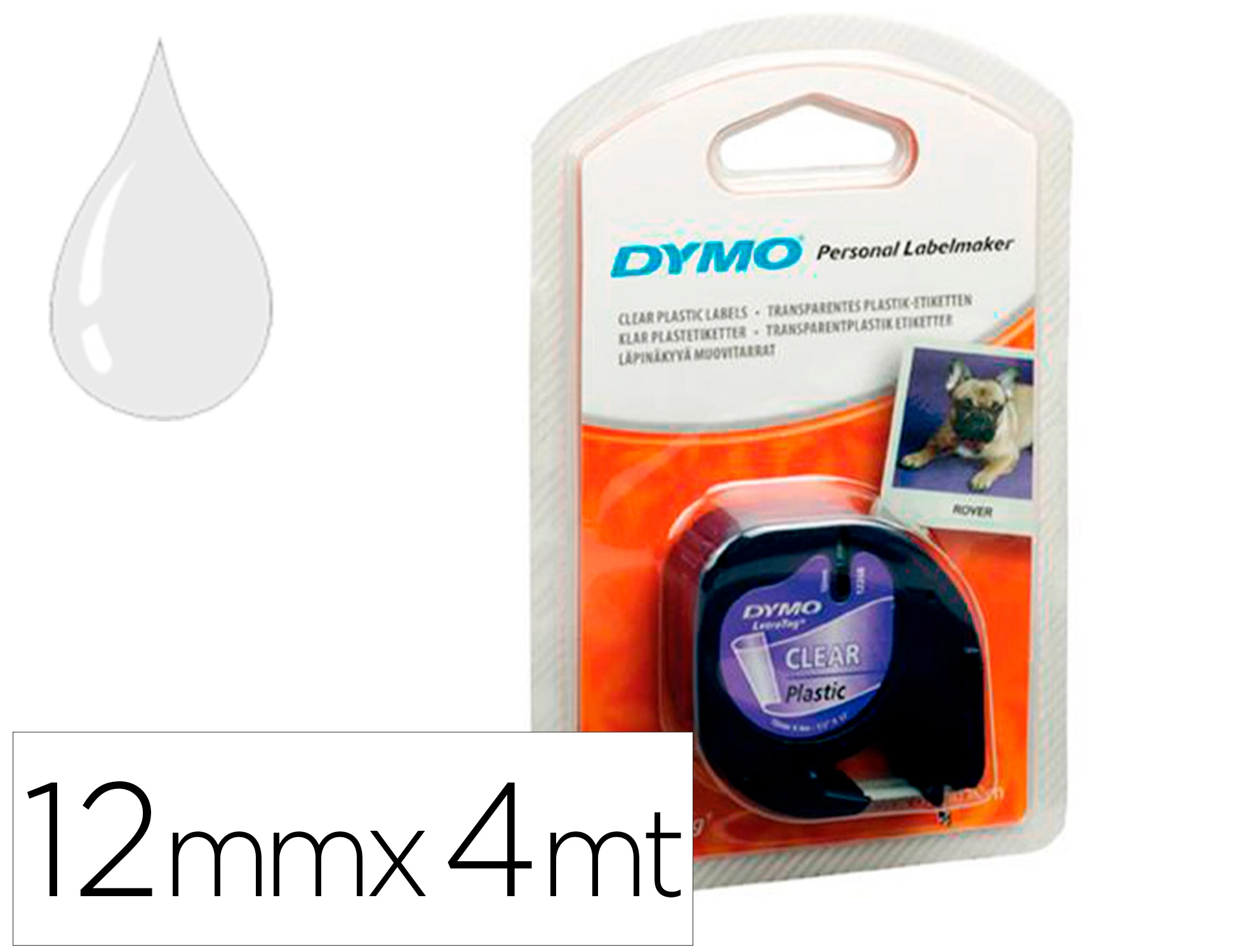 Cinta dymo 12mm x 4mt transparente para maquina letratag
