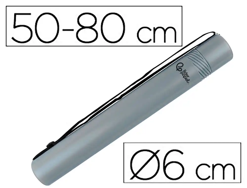 [36141] Portaplanos plastico liderpapel diametro 6 cm extensible hasta 80 cm gris