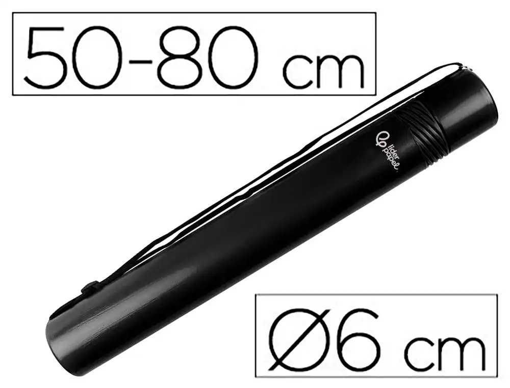 Portaplanos plastico liderpapel diametro 6 cm extensible hasta 80 negro