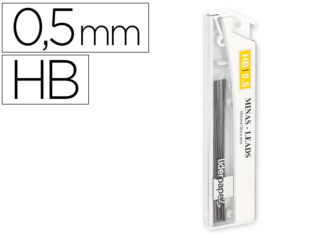 [35821] Minas liderpapel grafito 0,5 mm hb tubo de 12 minas longitud 60 mm