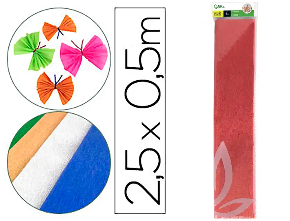 [35747] Papel crespon liderpapel 50 cm x 2.5m metalizado rojo