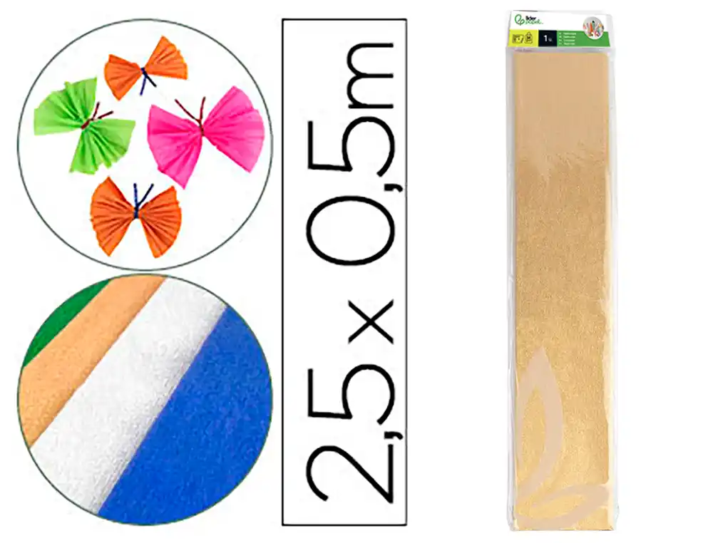 [35746] Papel crespon liderpapel 50 cm x 2.5m metalizado oro