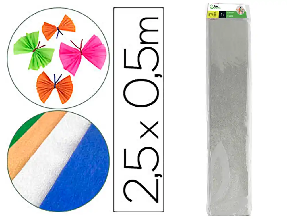 [35745] Papel crespon liderpapel 50 cm x 2.5m metalizado plata