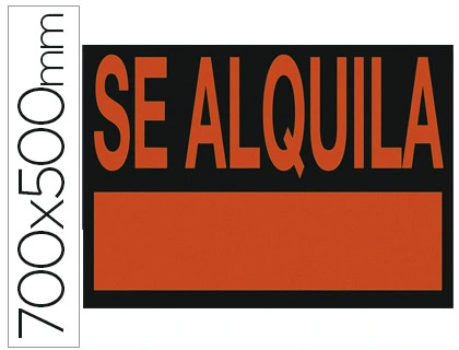 [34503] Cartel plastico archivo 2000 \"se alquila\" rojo fotoluminiscente 700x500 mm