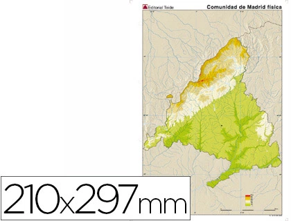 [34159] Mapa mudo color din a4 madrid comunidad de madrid fisico
