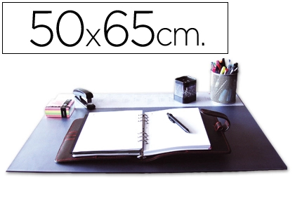 [32648] Vade sobremesa q-connect negro con solapas transparentes 50x63 cm