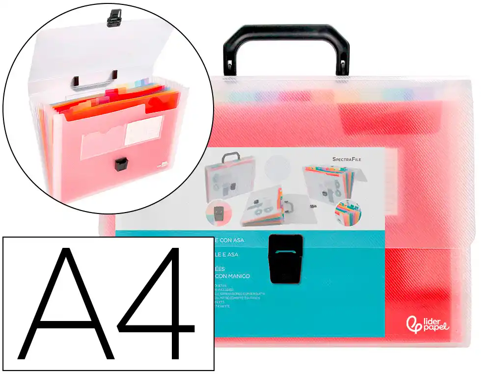 [31821] Carpeta liderpapel clasificador fuelle 45134 polipropileno a4 transparente spectrafile 13 departamentos