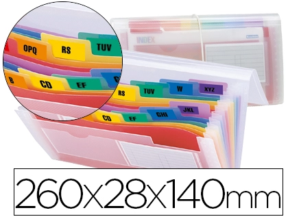 [31820] Carpeta liderpapel clasificador fuelle 43804 polipropileno para letras y cheques spectrafile 13 dpto