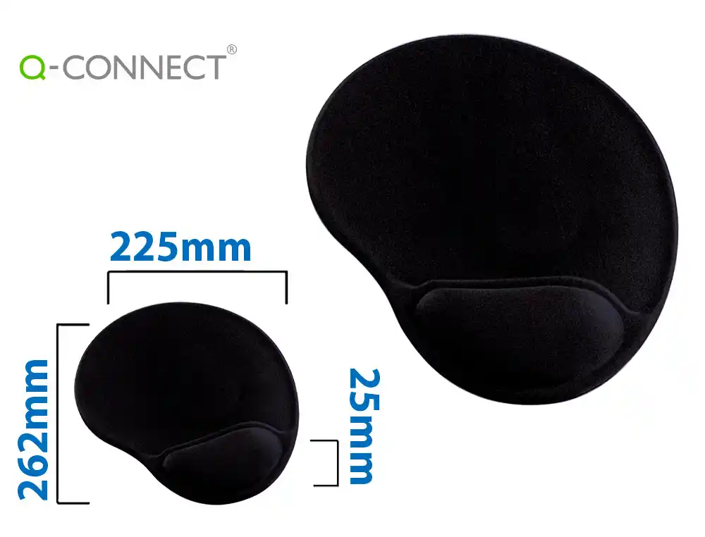 Alfombrilla para raton q-connect con reposamuñecas ergonomica de gel gris oscuro 262x225x25 mm